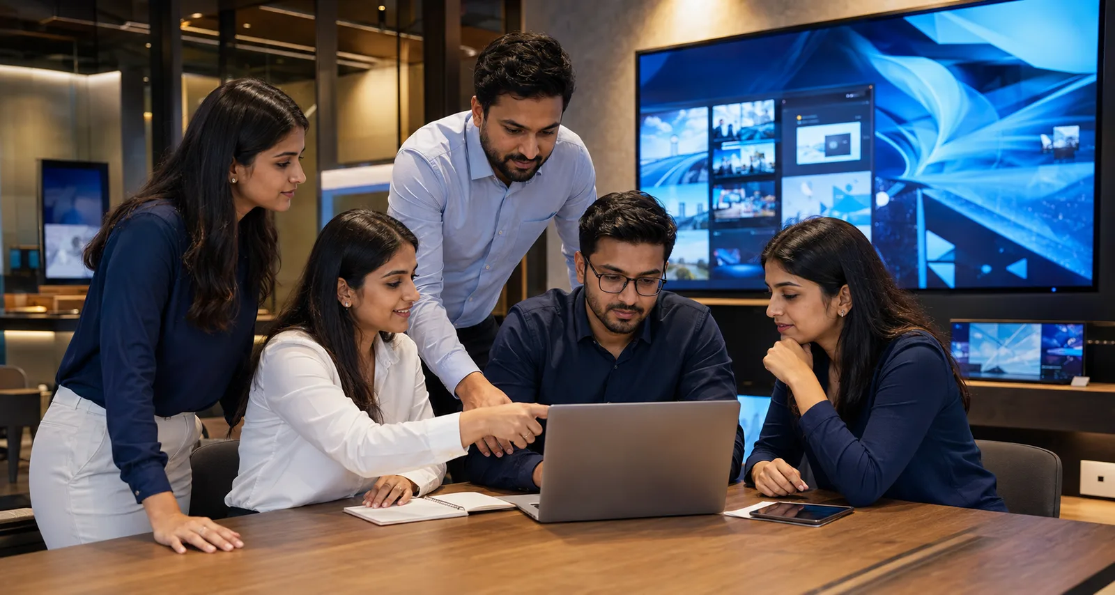 Techworks team collaborating in the office