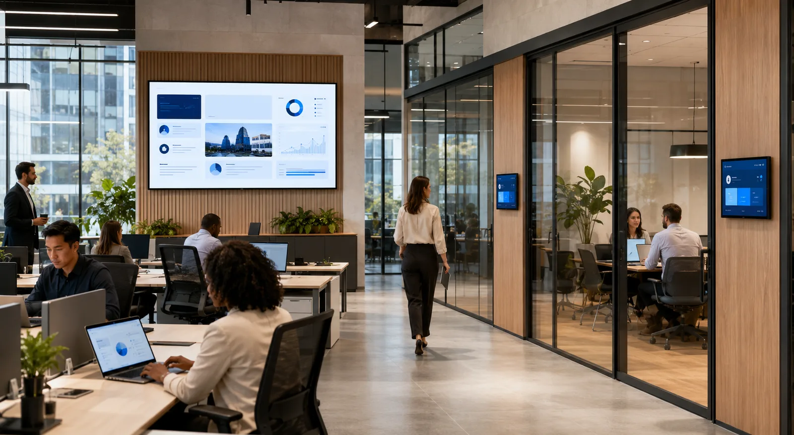 Corporate lobby screens