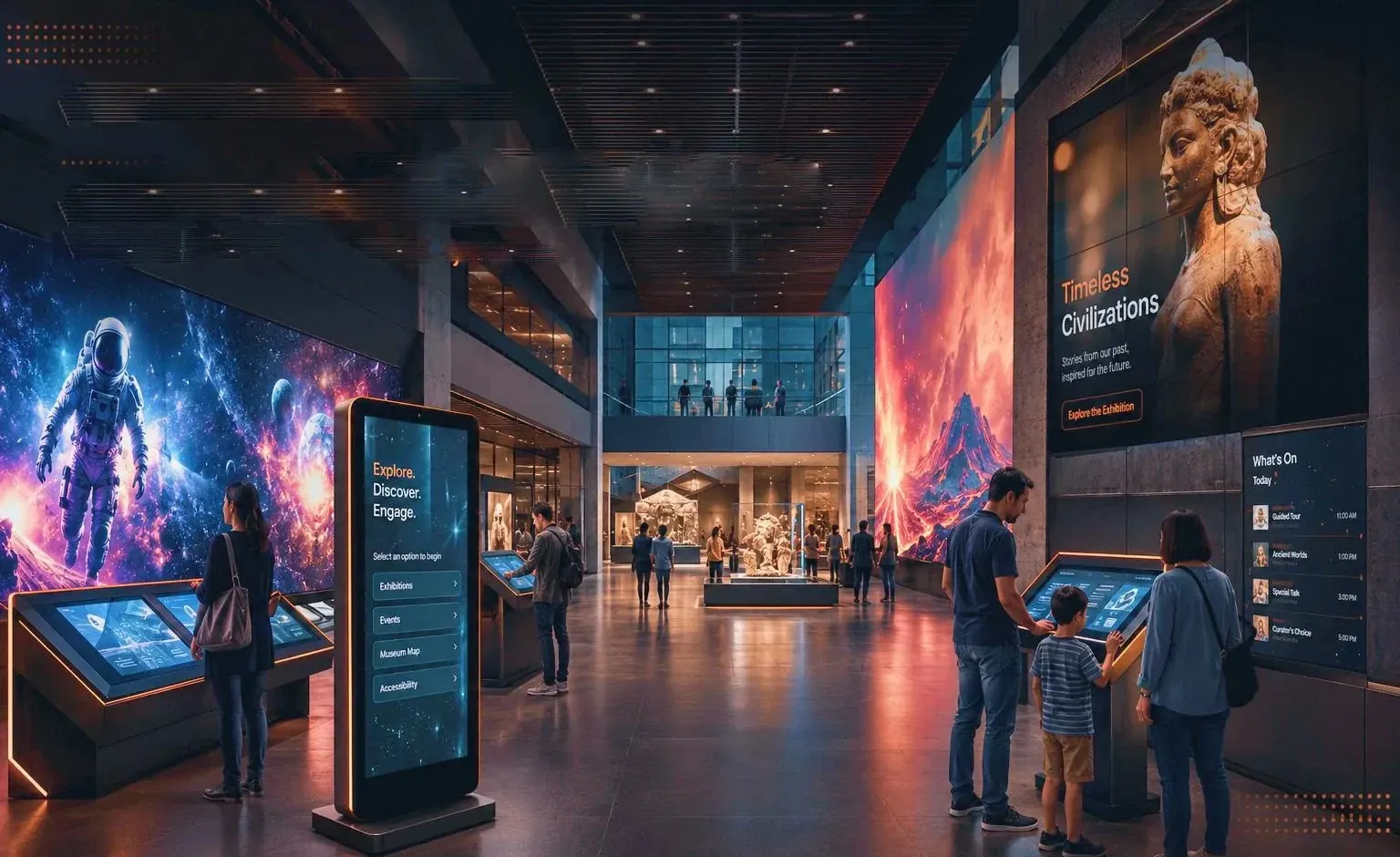 Experience centre with custom digital displays