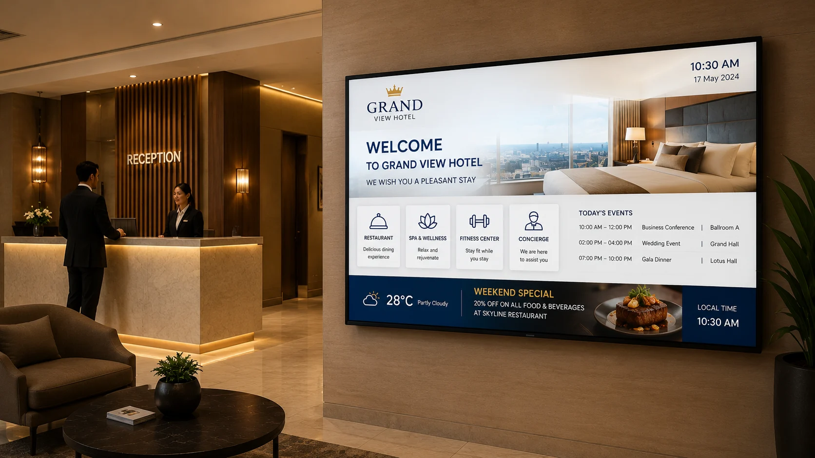Hospitality digital displays